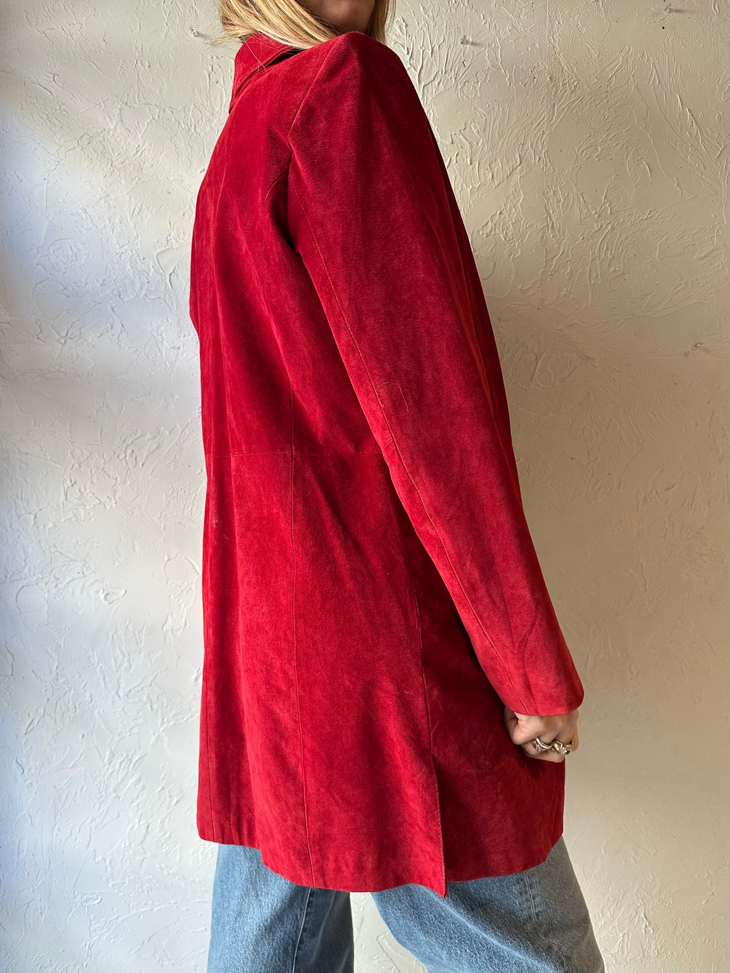 90s ‘Cherokee’ Red Suede Leather Jacket / Medium