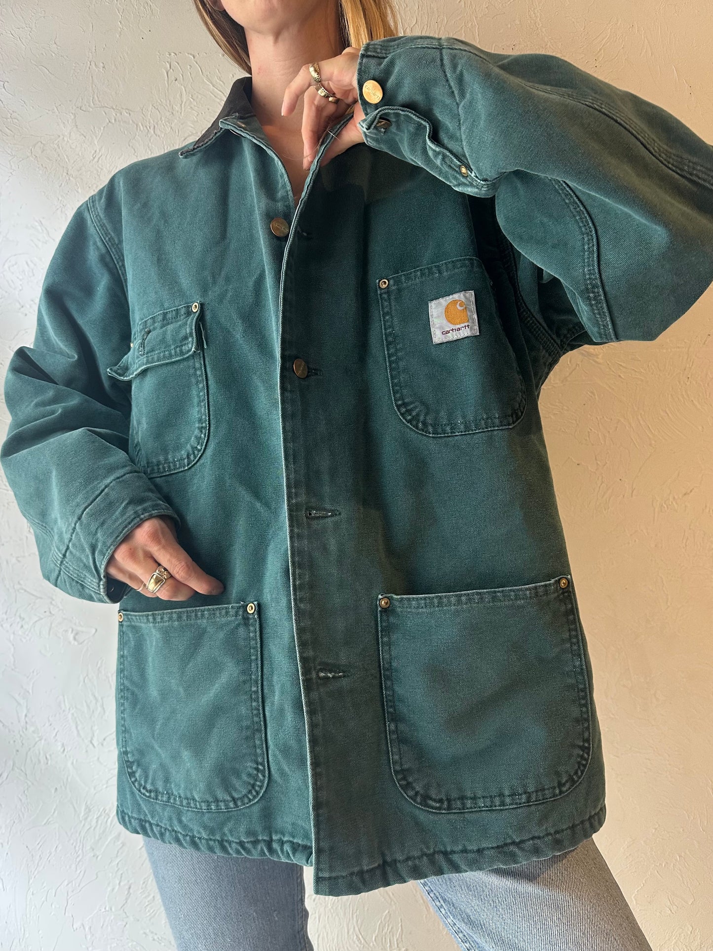 90s 'Carhartt CB1043' Blanket Lined Cotton Chore Coat / Medium