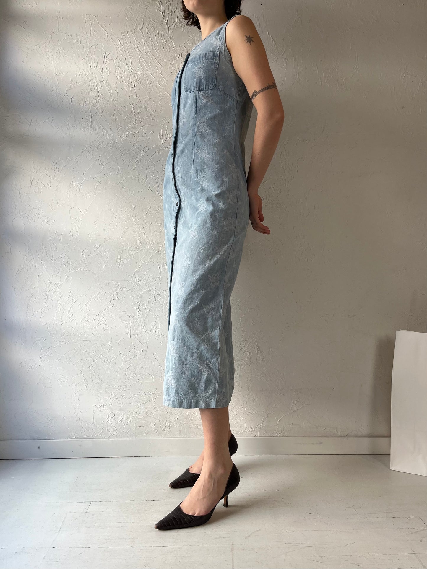 90s 'Liz Clairborne' Button Up Denim Dress / Small