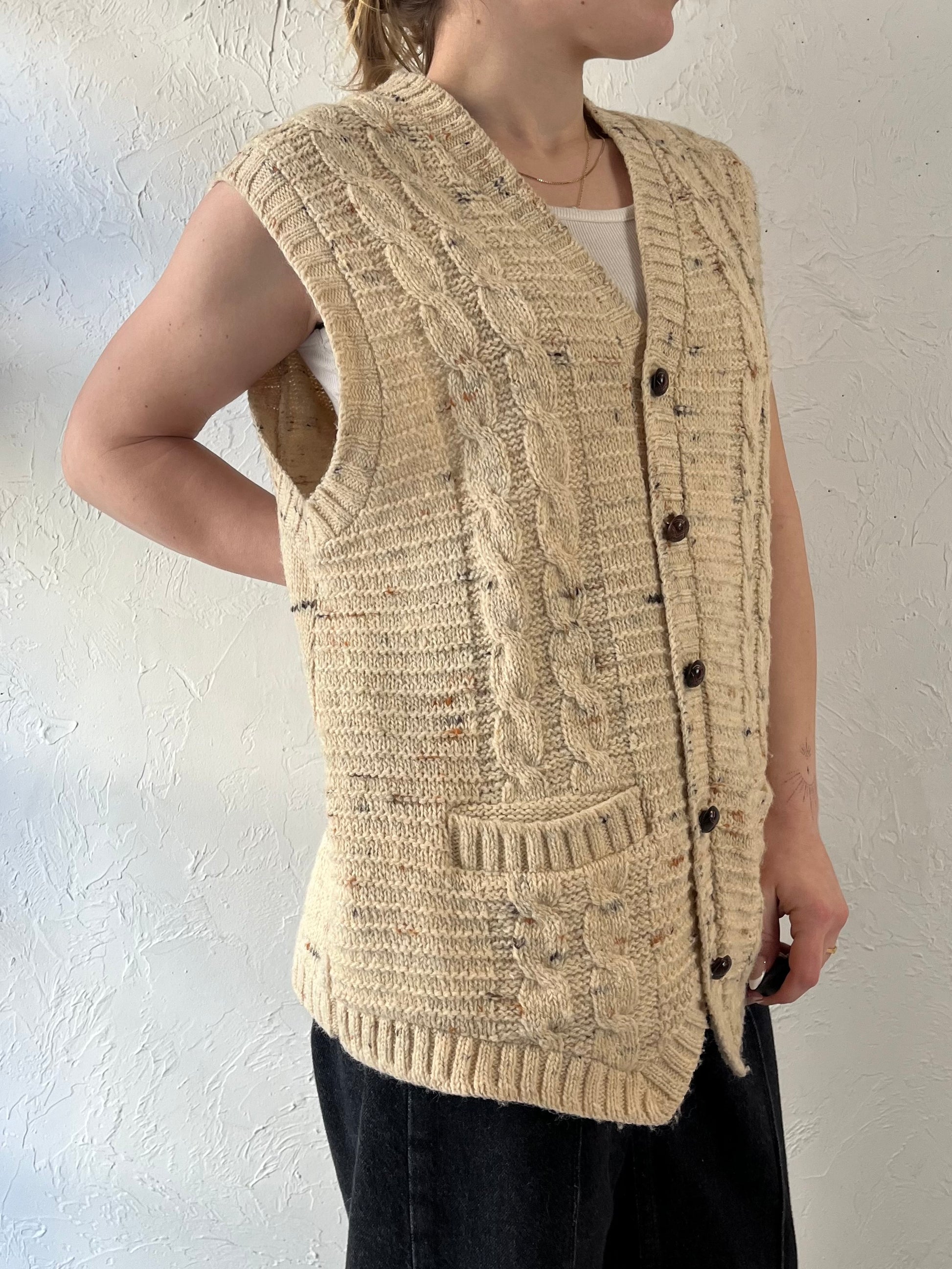 80s ‘JC Penny’ Beige Knit Union Made Vest / XL