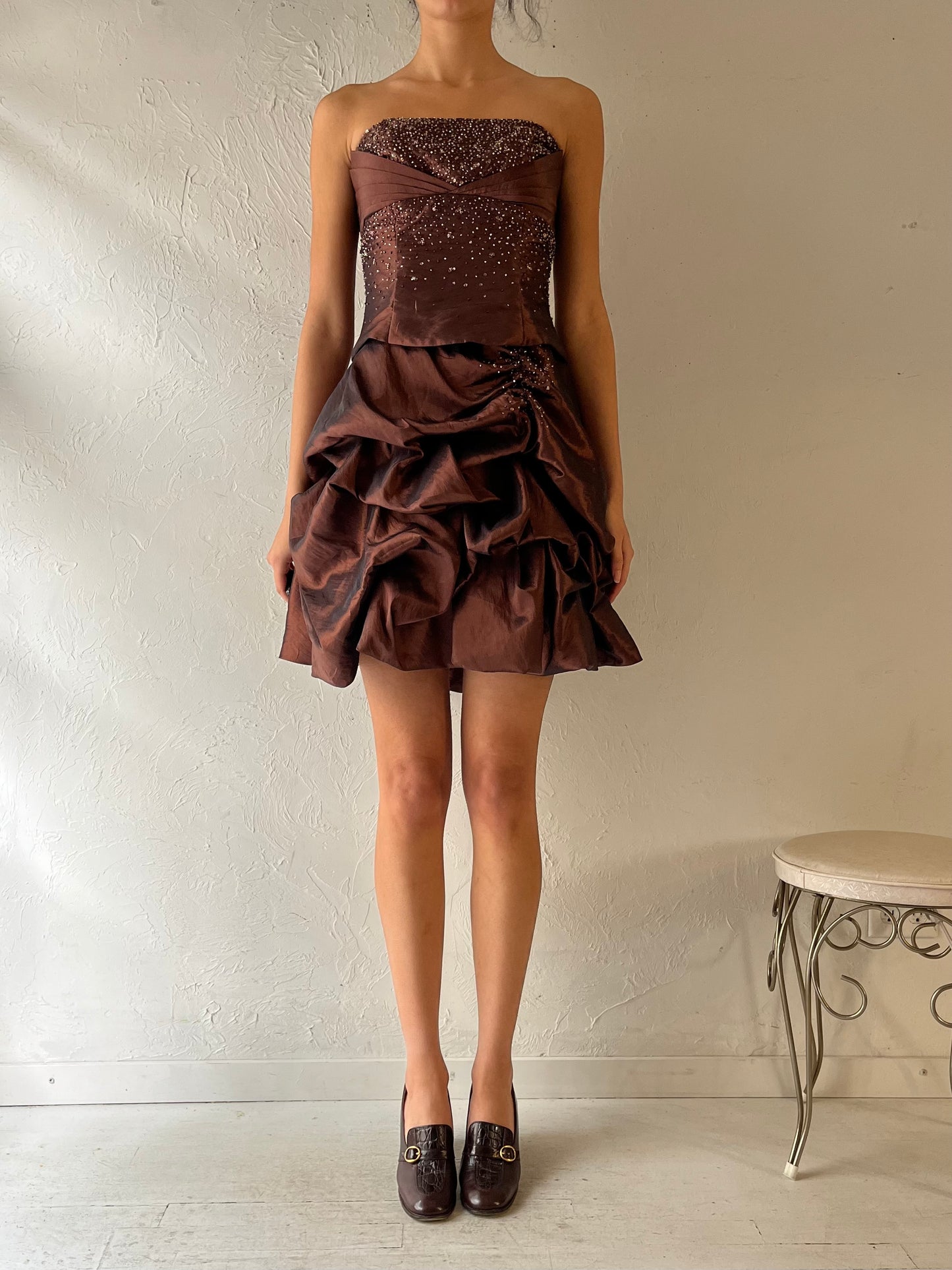 90s ‘Zum Zum’ Brown Formal Mini Dress / Small