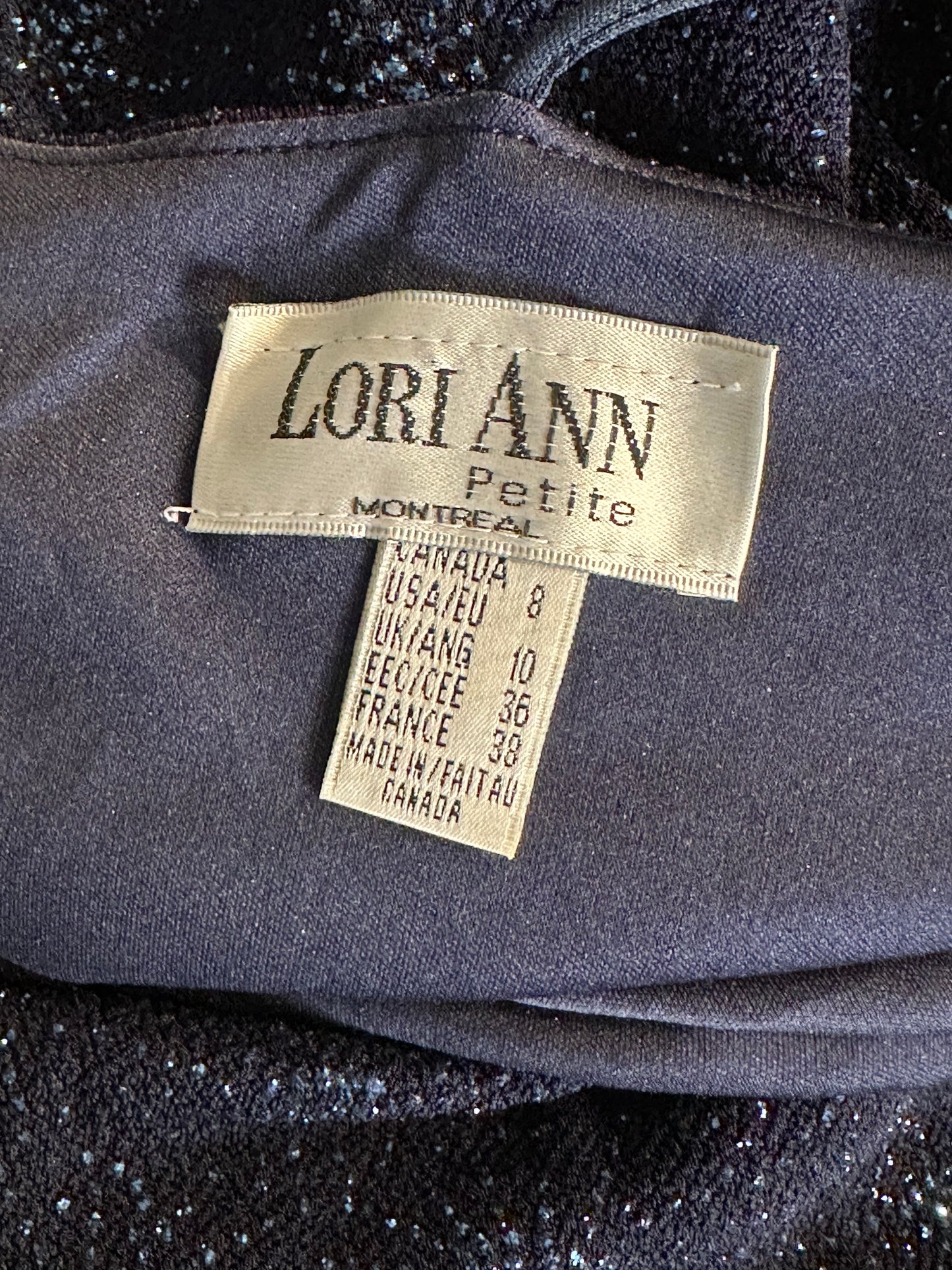 90s 'Lori Ann' Blue Sparkly Formal Dress / Medium