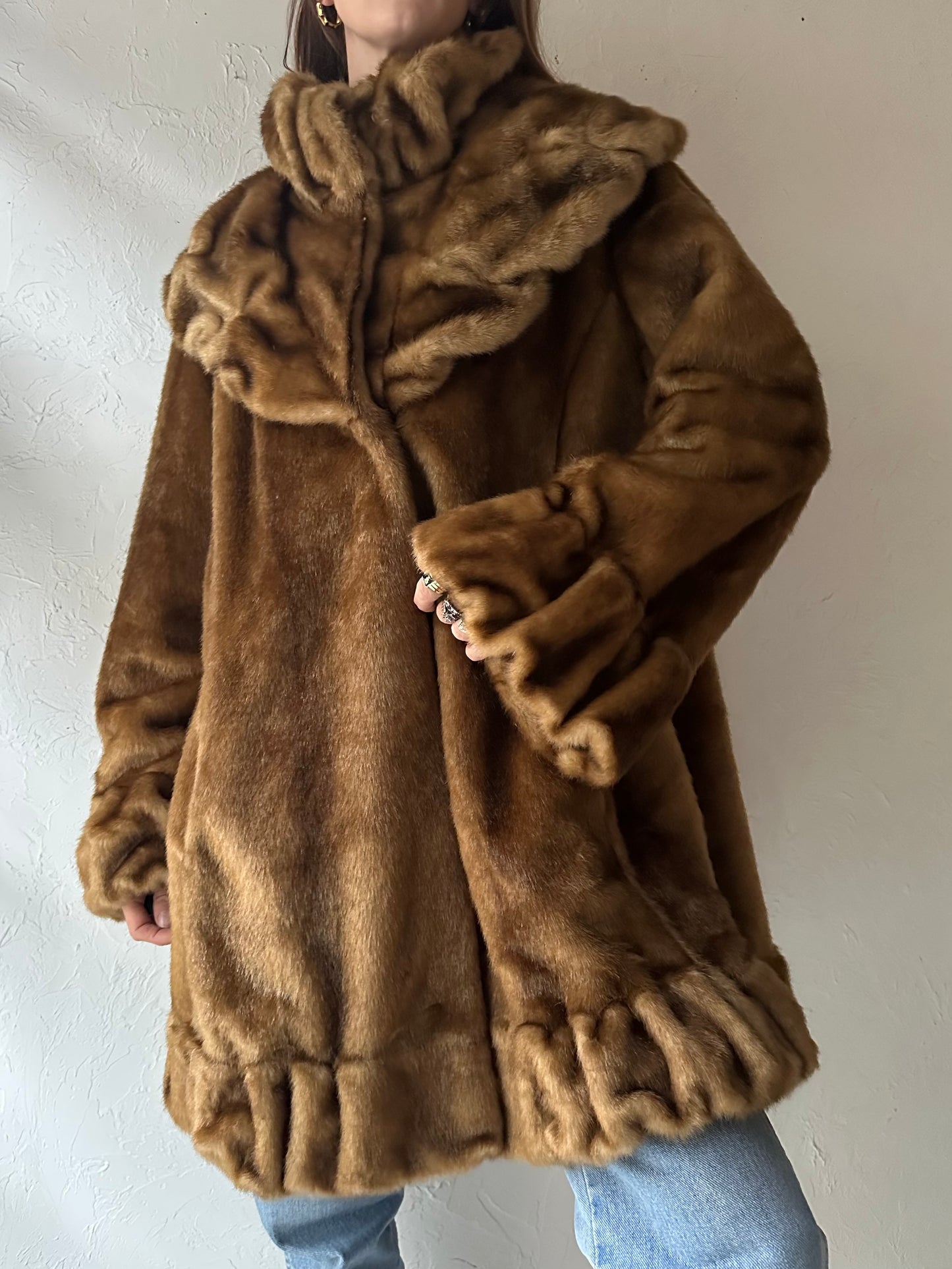 Y2k 'Jones New York' Faux Fur Coat / XL