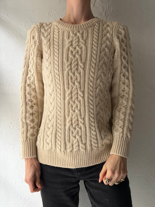 90s ‘LL Bean’ Wool Cable Knit Sweater / Small