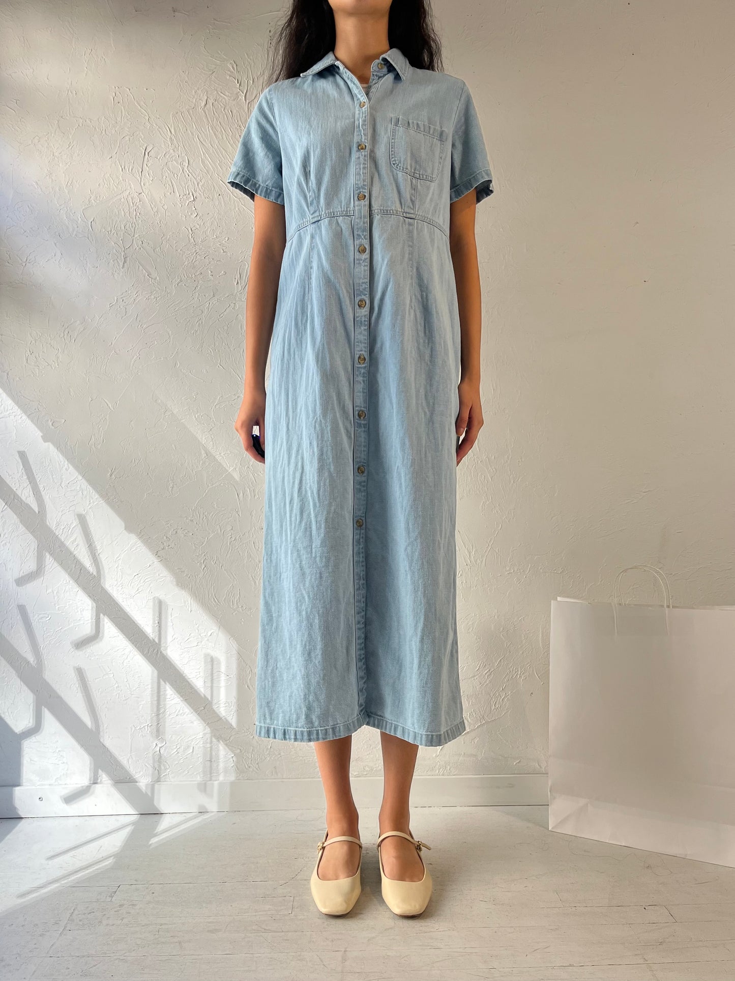 90s ‘Cherokee’ Button Up Denim Dress / Medium