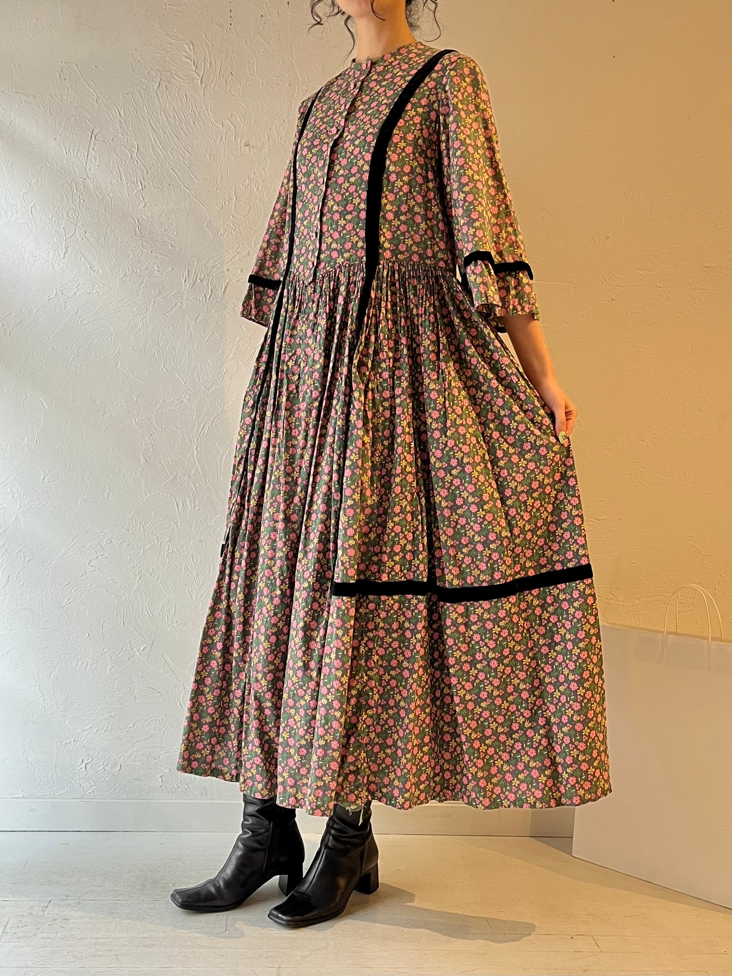 Vintage Handmade Floral Maxi Dress / Large