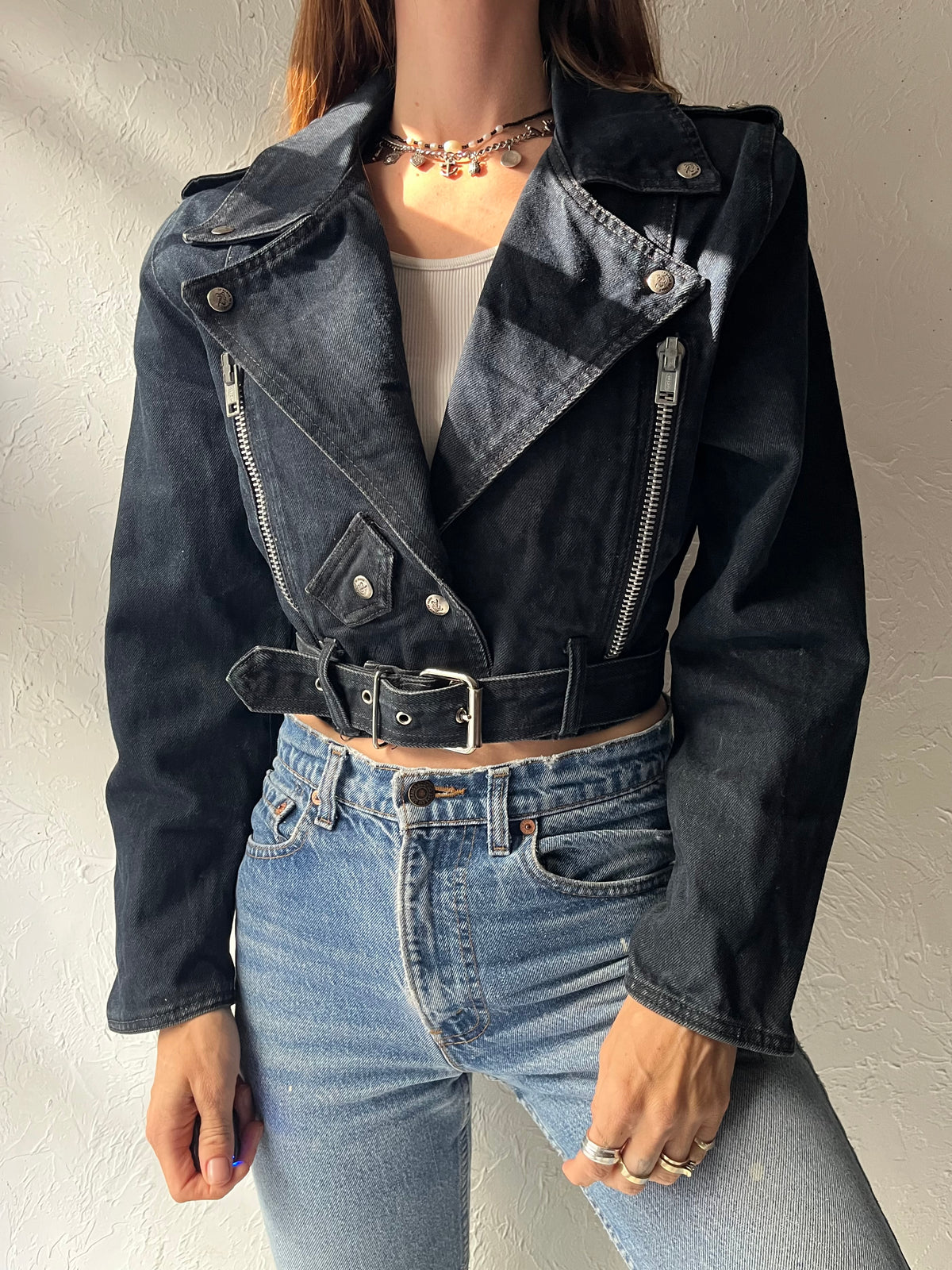 Vintage 90s 'Parasuco' Cropped Denim Jacket / Small