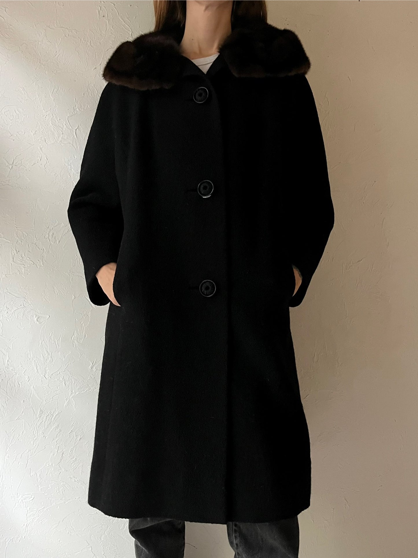 Vintage 'Shagmoor' Black Knit Coat / Union Made / Medium