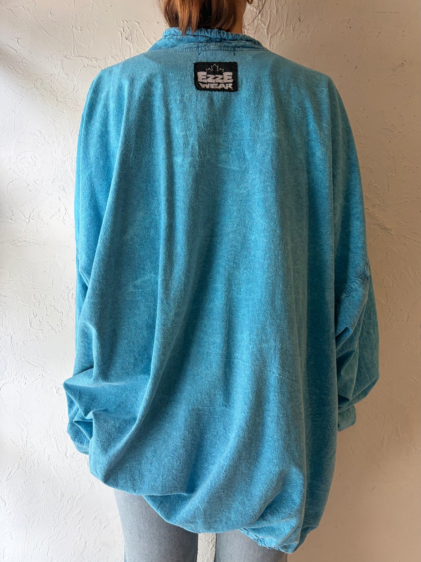 90s 'Ezze Wear' Blue Cotton Sweater / XL