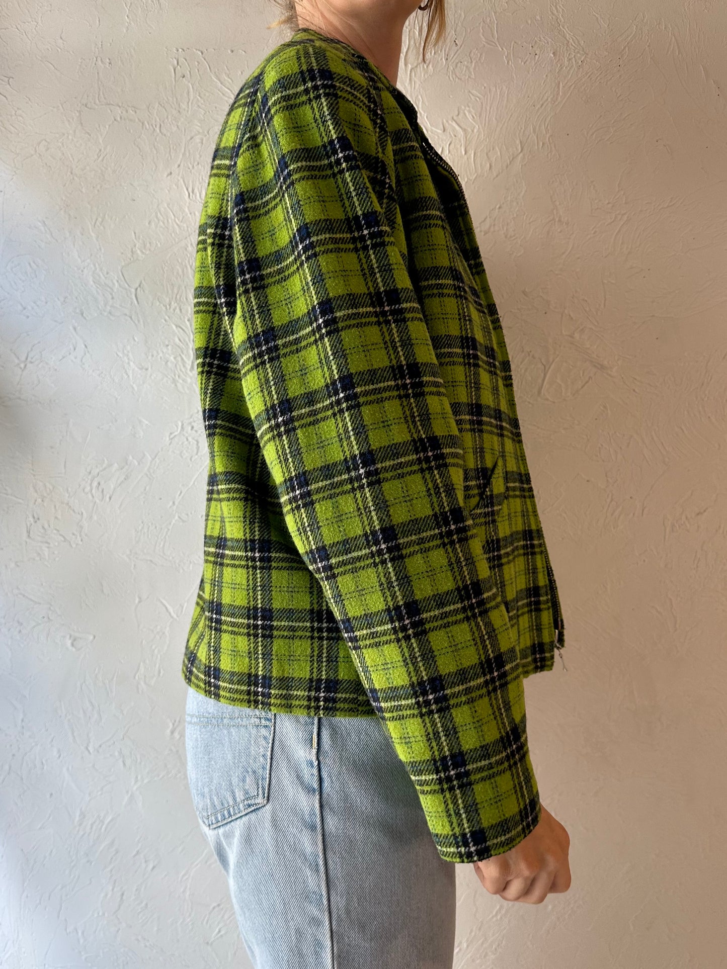 90s 'Maurices' Green Plaid Jacket / Medium