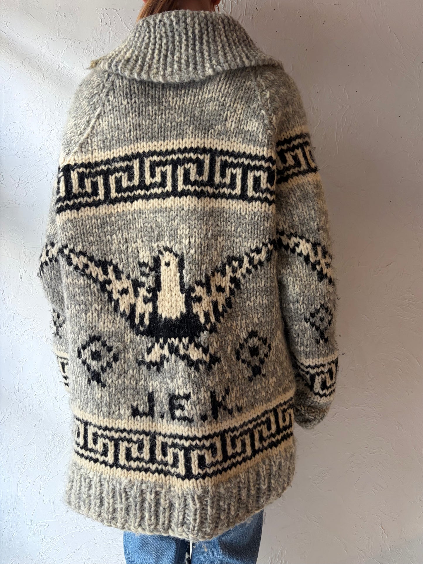 Vintage Hand Knit Wool Eagle Sweater / XL