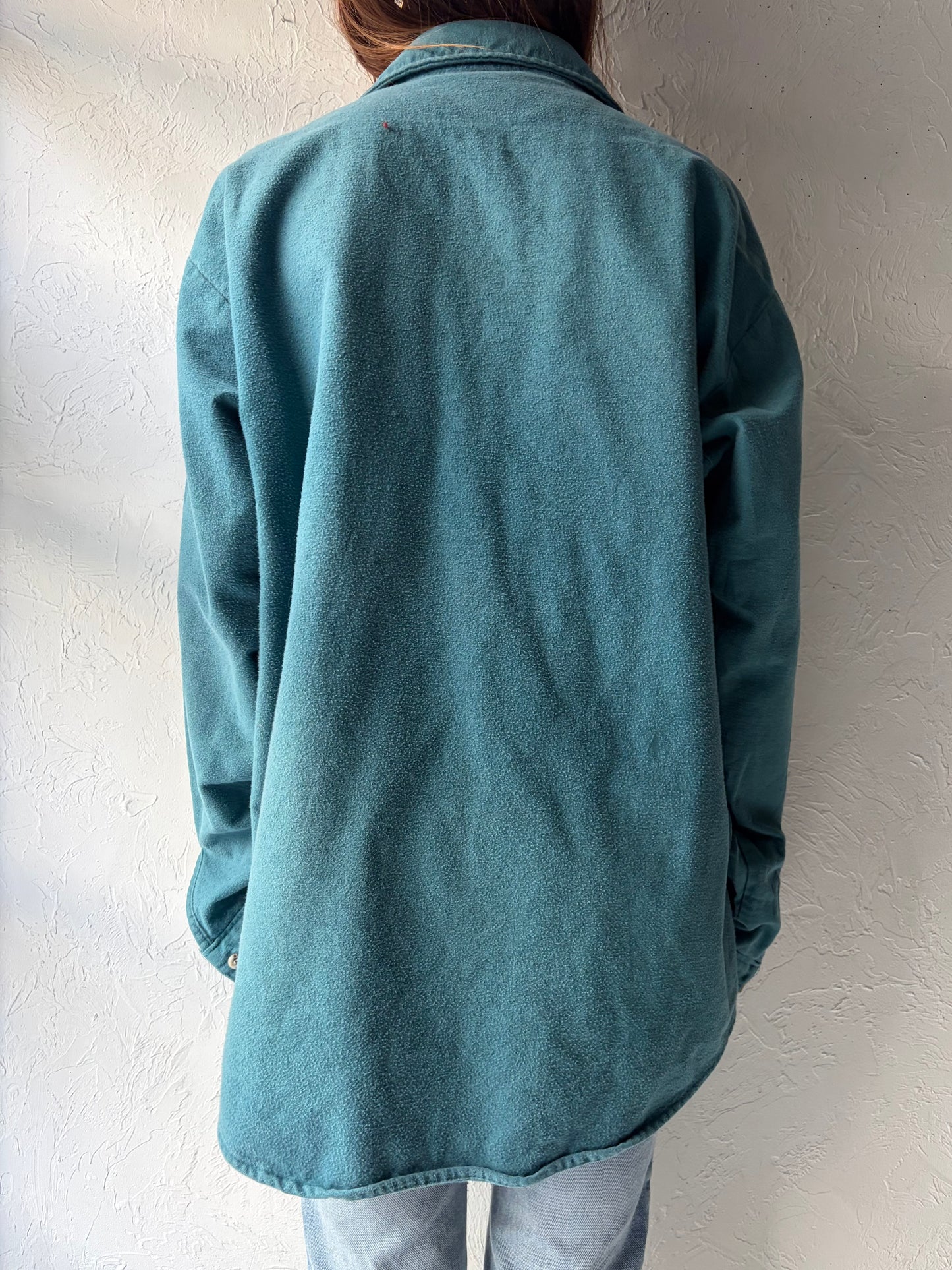 90s 'Field And Stream' Blue Cotton Minimalist Work Wear Button Up Shirt / XL