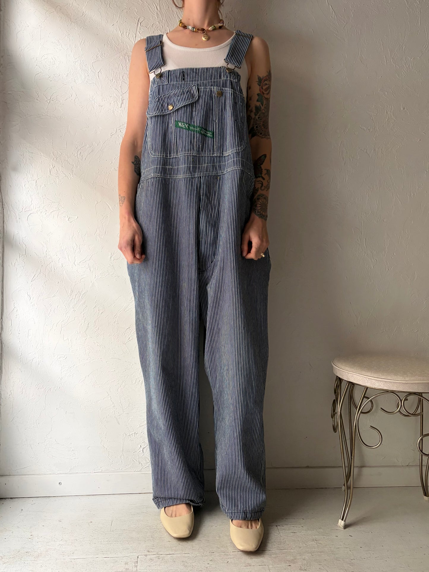 Y2K ‘Key’ Pinstripe Overalls / XL