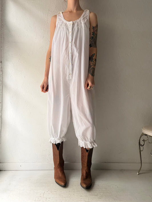 Vintage ‘April Cornell’ White Cotton Jumpsuit / Medium