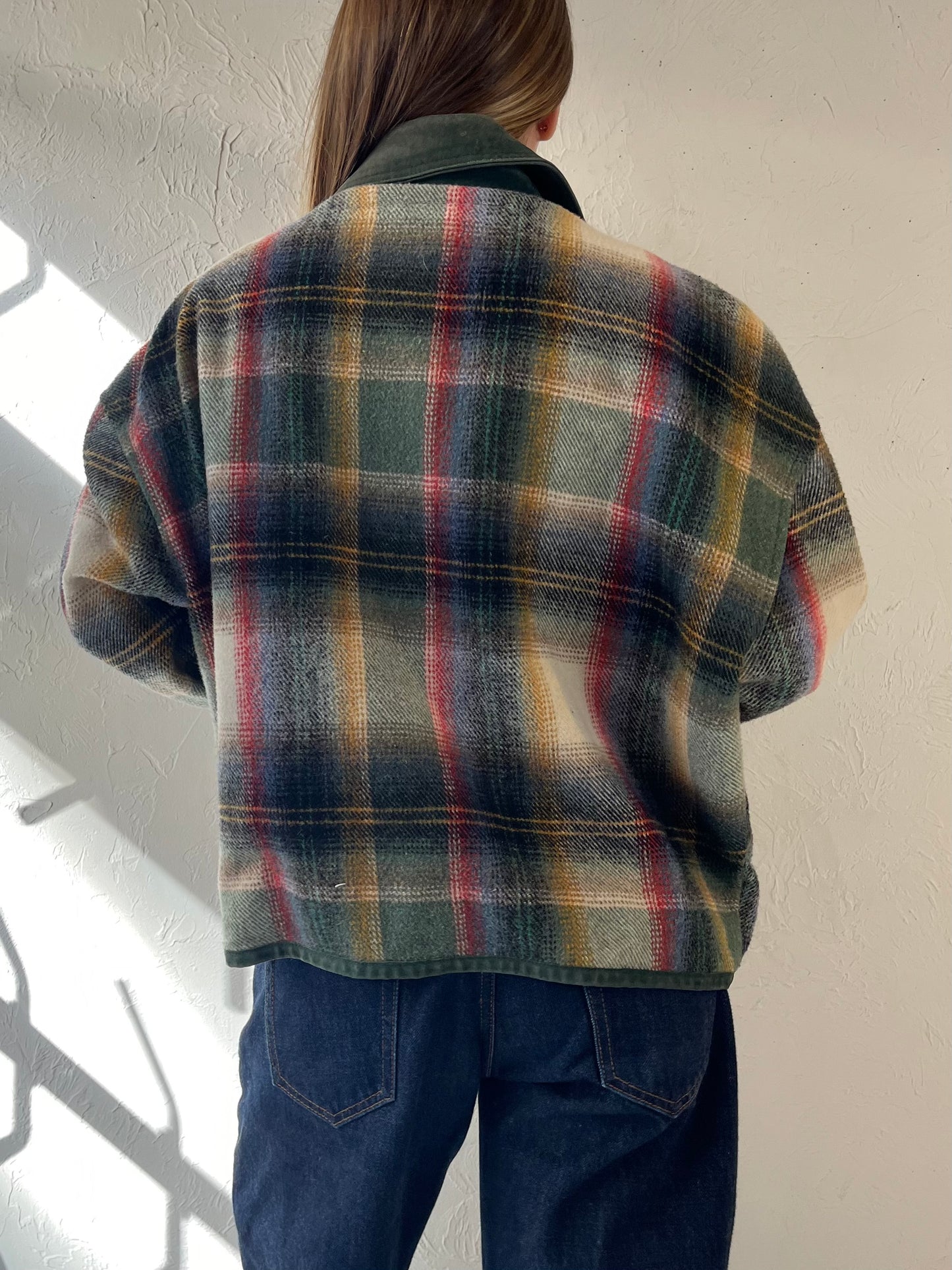 90s ‘BB Dakota’ Plaid Knit Jacket / Medium