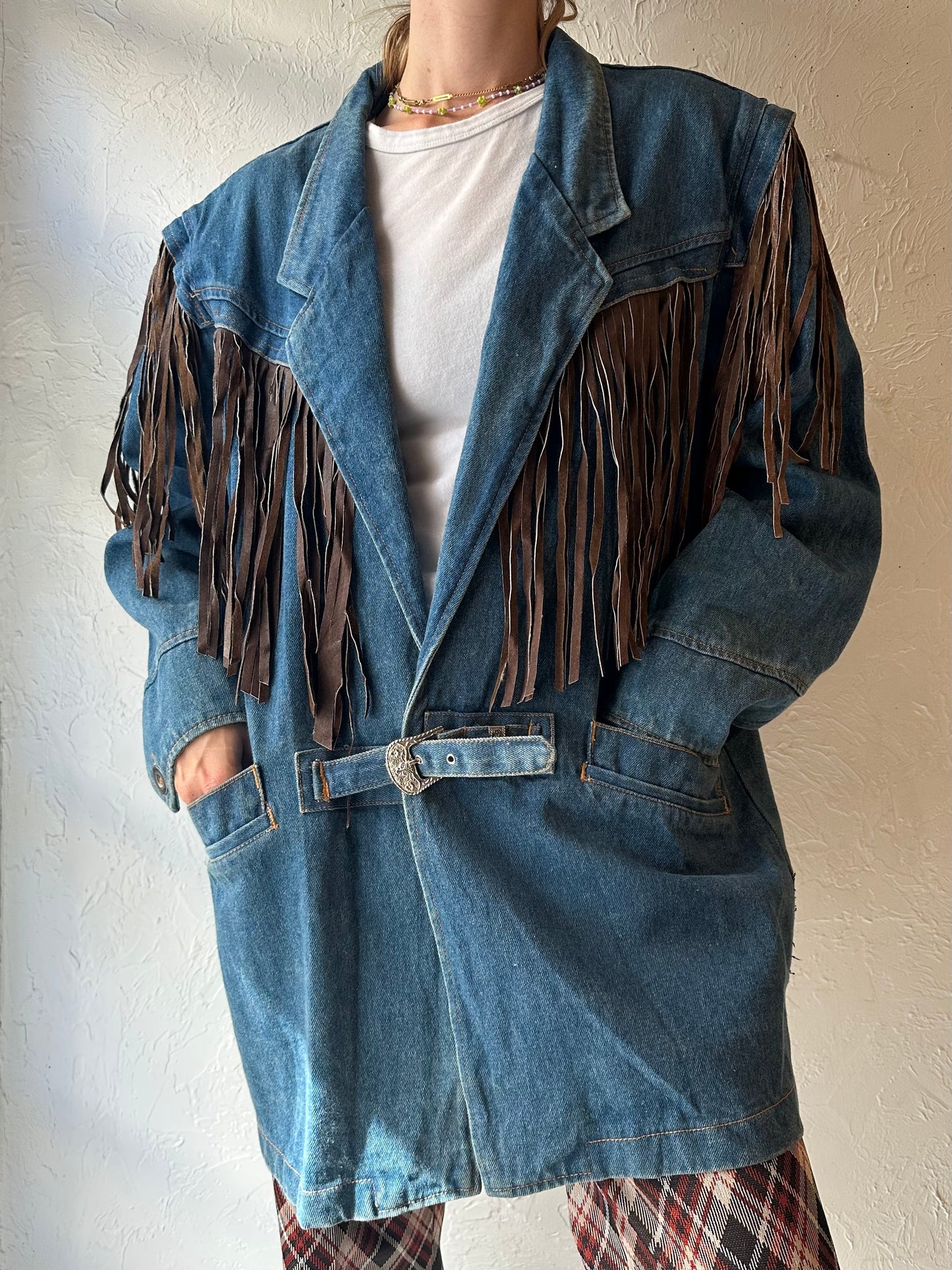 90s 'Whipp' Denim Fringe Jacket / Medium