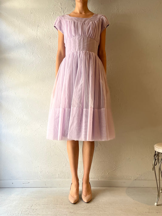 50s Handmade Purple Formal Prom Dress / Vintage 1950s Retro Party Dress / Medium