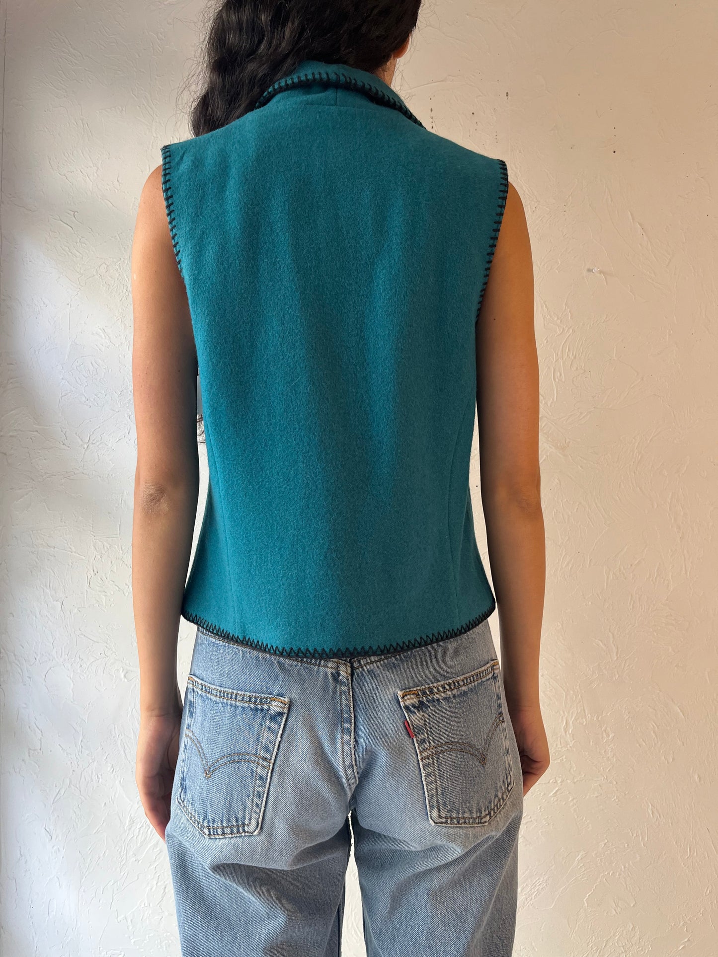 90s 'Mid West Garment' Western Felt Vest / Medium