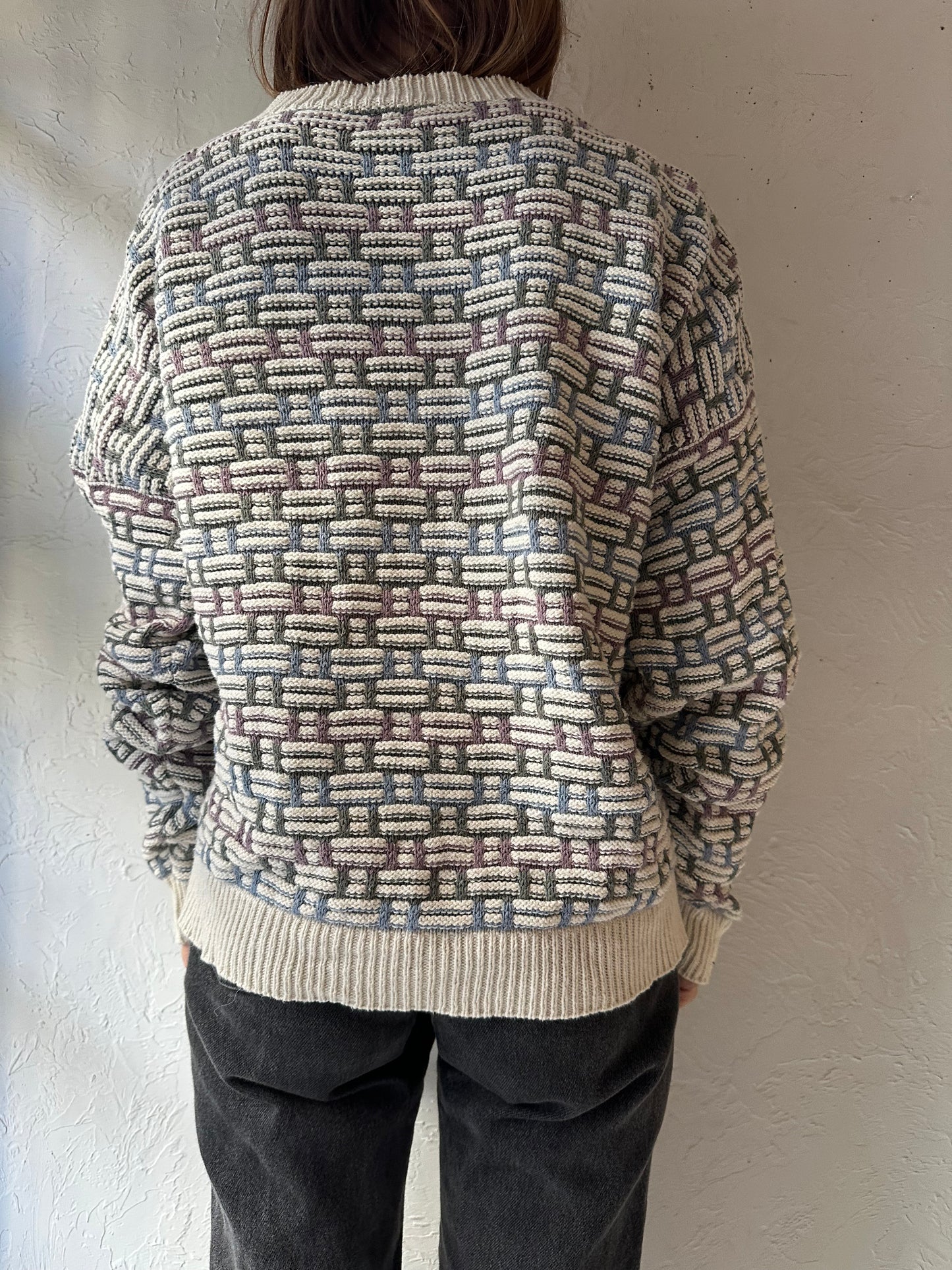 90s 'Steeple Chase' Cotton Pullover Sweater / Small