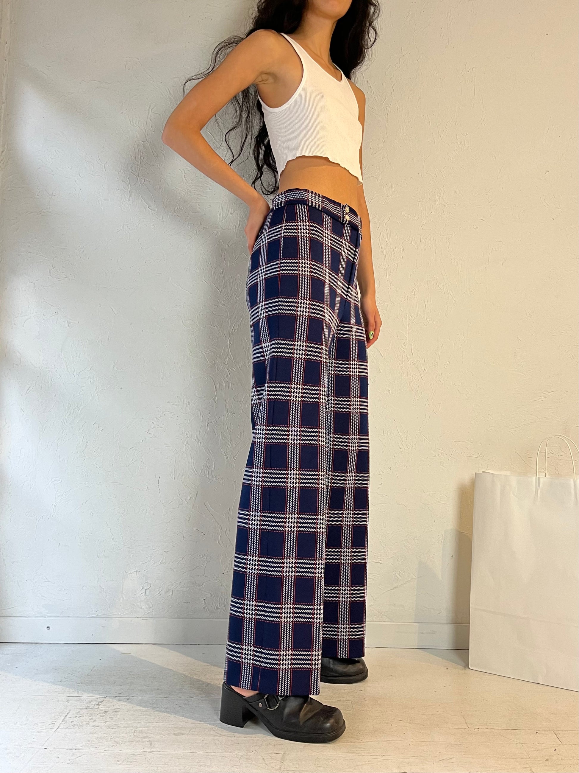 70s ‘Jack Winter’ Polyester Plaid Pants / Medium