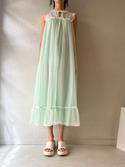 70s 'St Micheal' Mint Green Night Dress / Small
