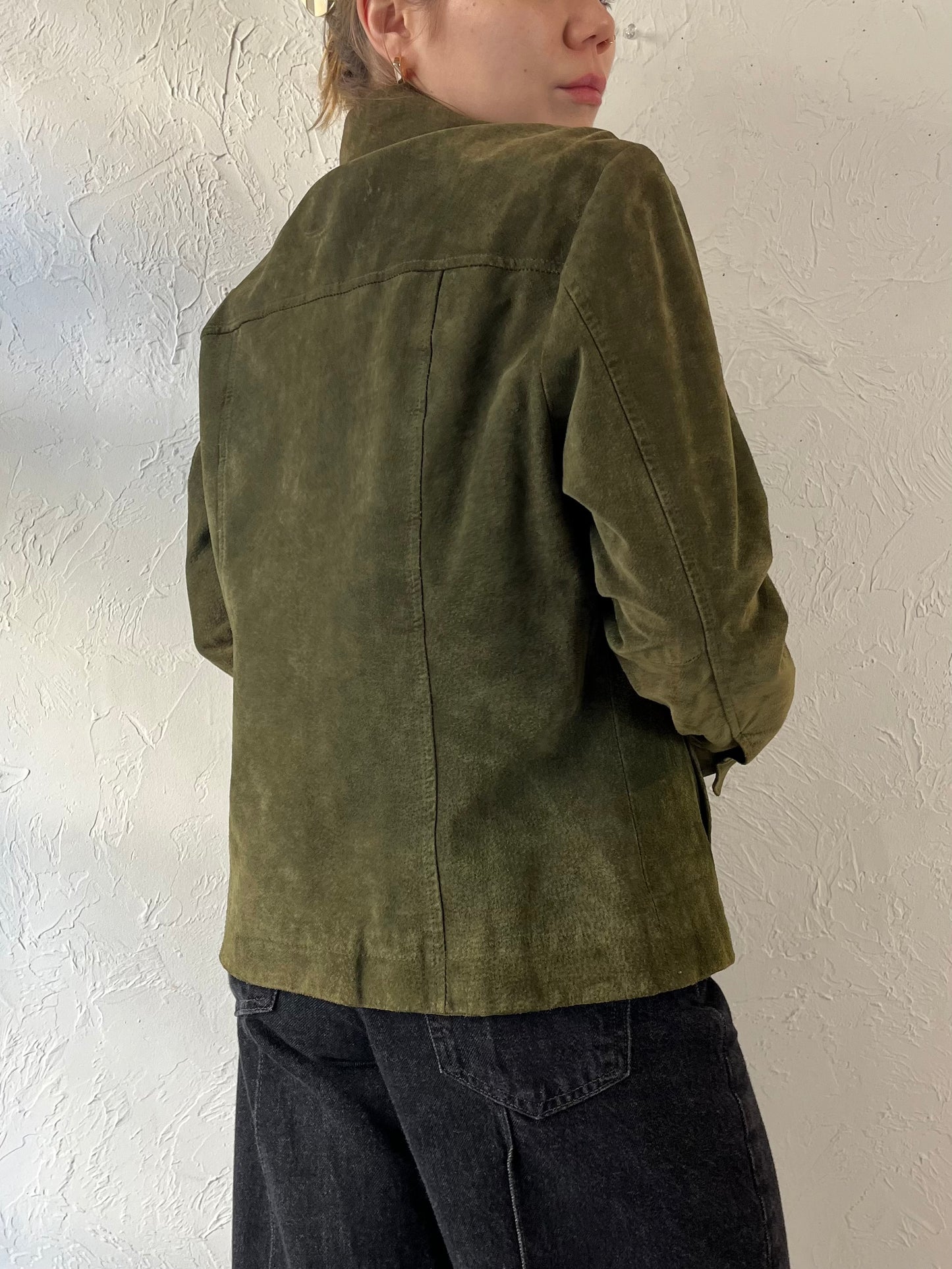 Y2K ‘Live a Little’ Green Suede Jacket / Medium