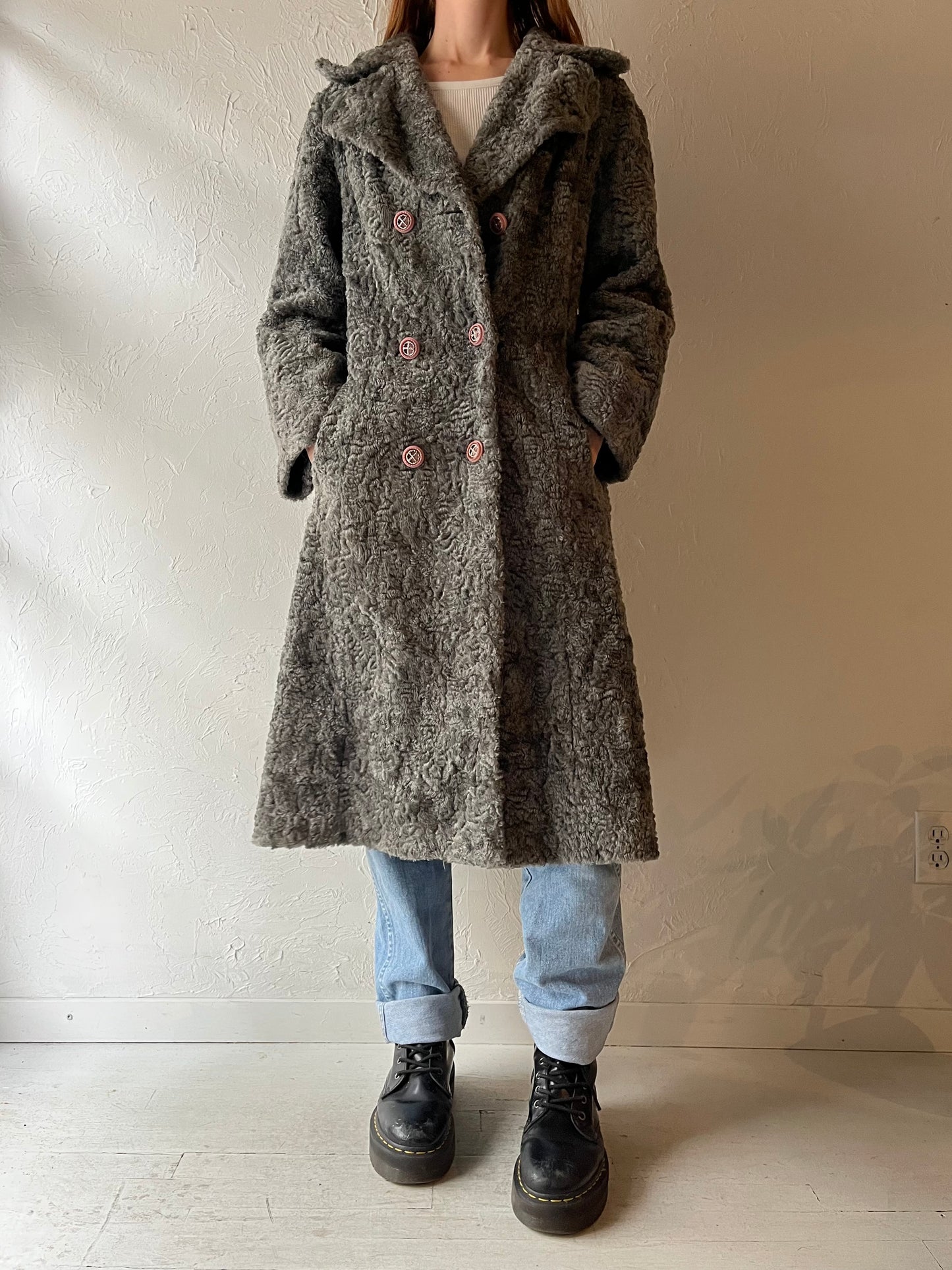 70s 'Sterling Stall' Faux Fur Coat / Union Made / Small