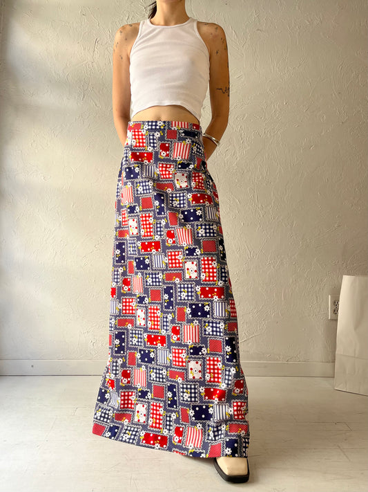 70s Handmade Maxi Skirt / Small