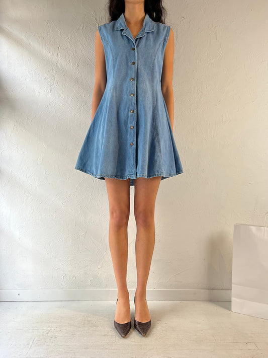 Y2K ‘Dixie Blues’ Collared Denim Mini Dress / Large