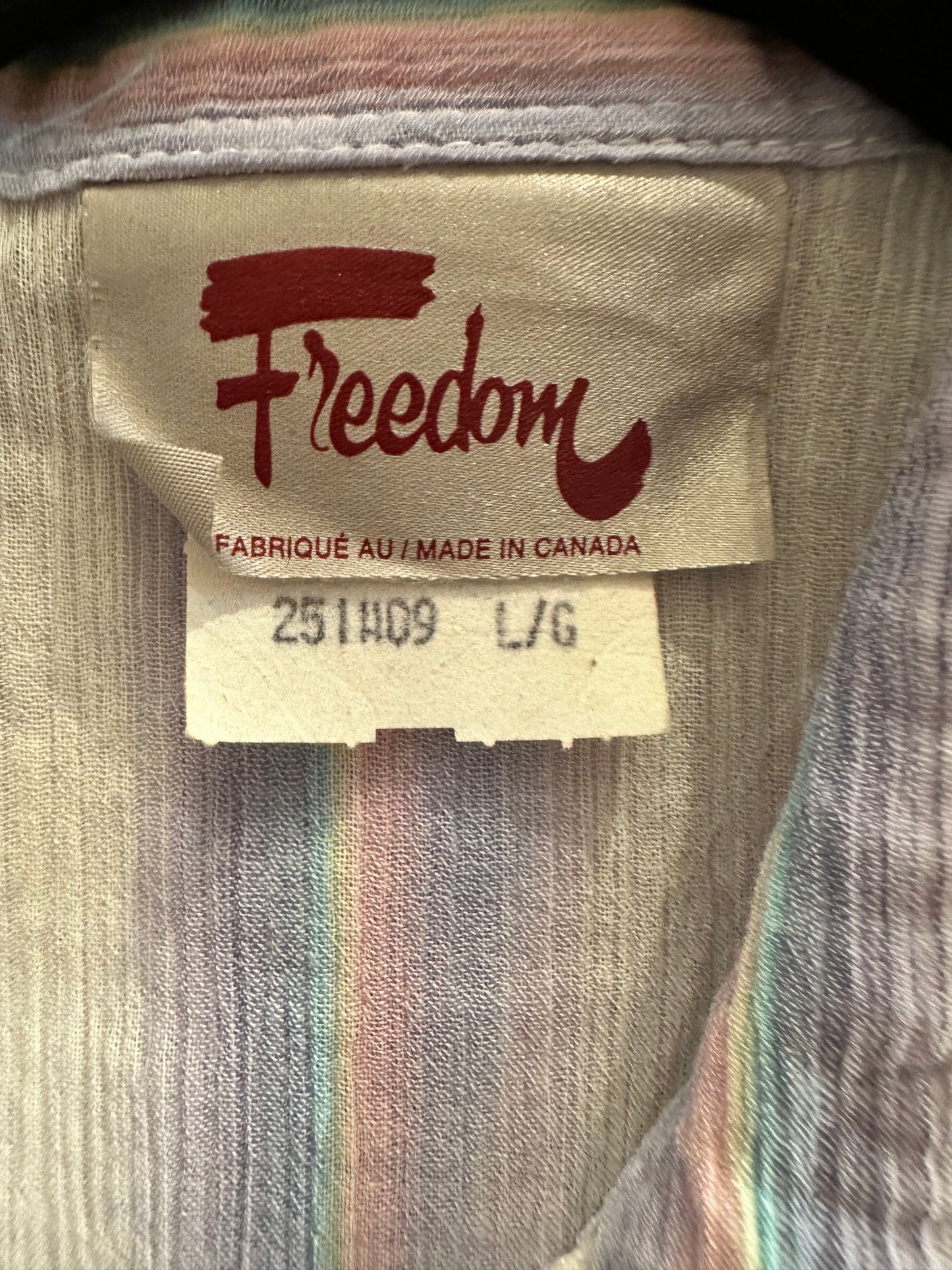 70s 'Freedom' Purple Striped Western Blouse / Medium