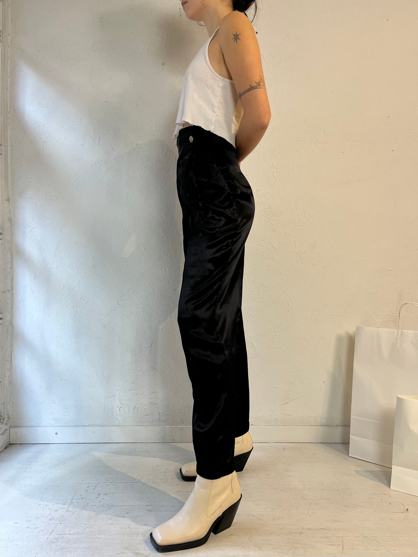 90s '19th Ave' Black Silky Dress Pants / Small