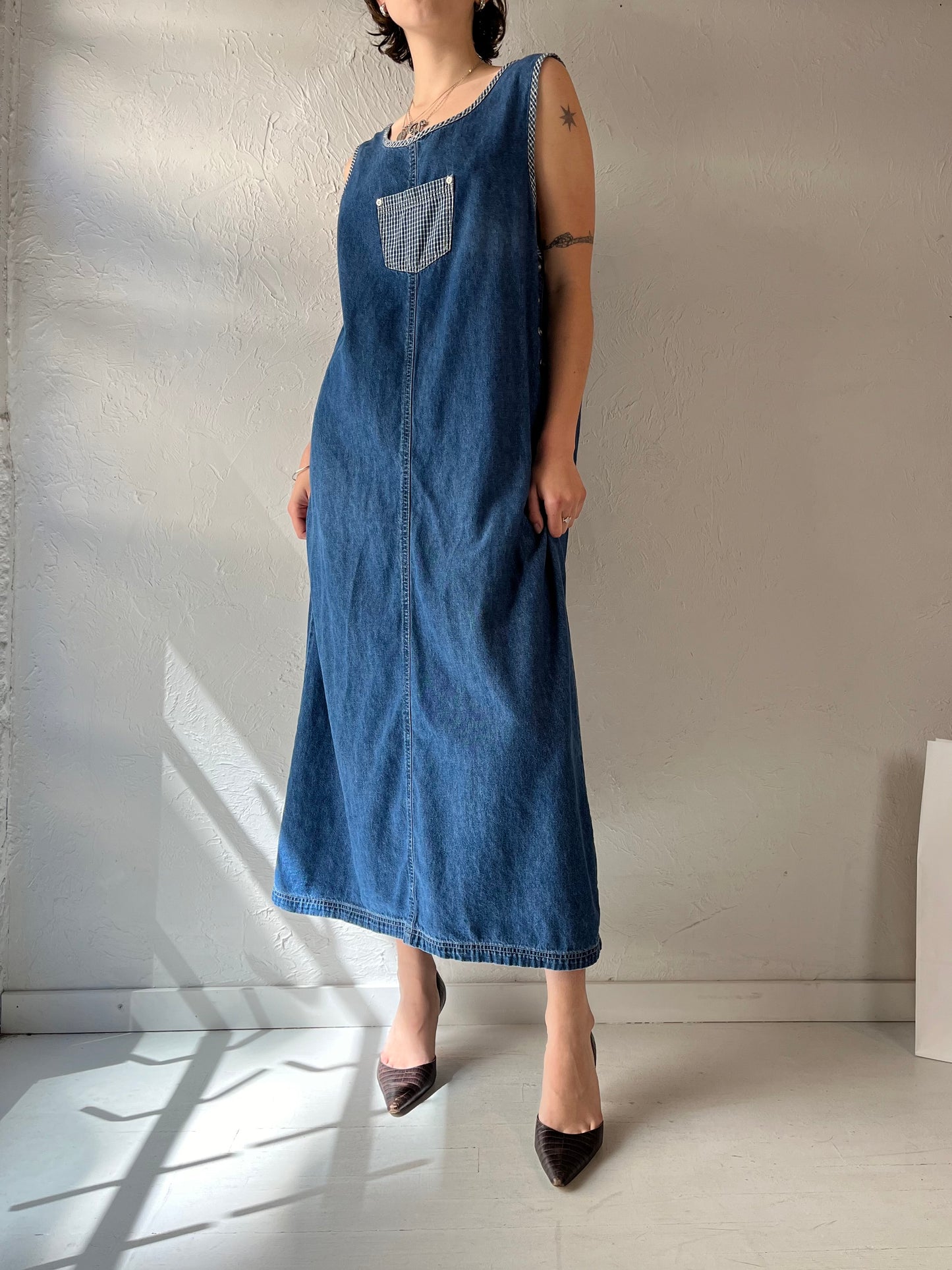 Y2k 'Basic Editions' Denim Maxi Dress / Large