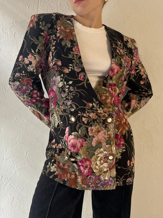 90s 'Justin Thyme' Light Weight Floral Jacket / Medium