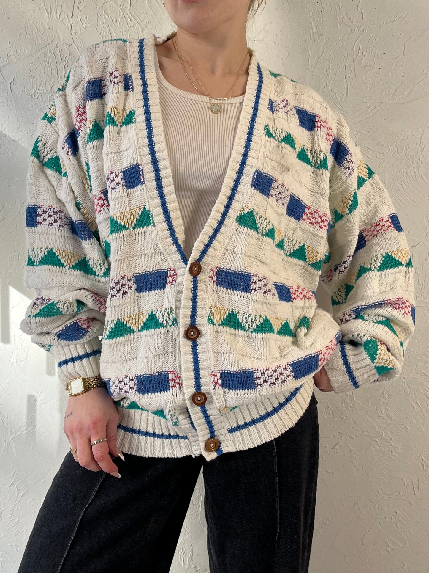 90s ‘Waterfront Workshop’ Cardigan Sweater / Large