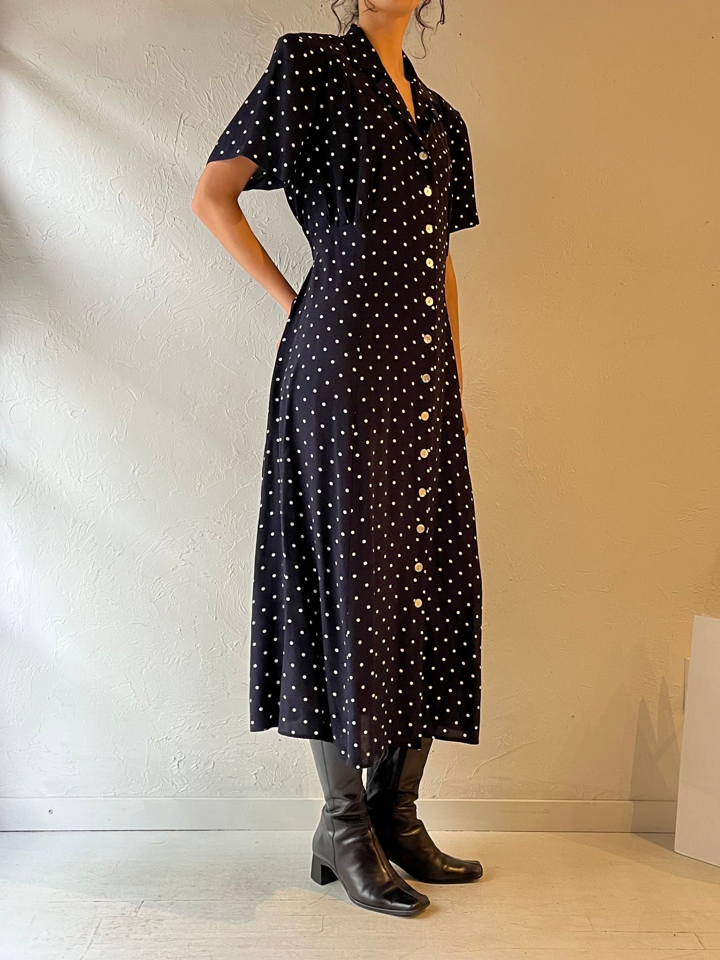 90s ‘Coldwater Creek’ Polka Dot Dress / XL