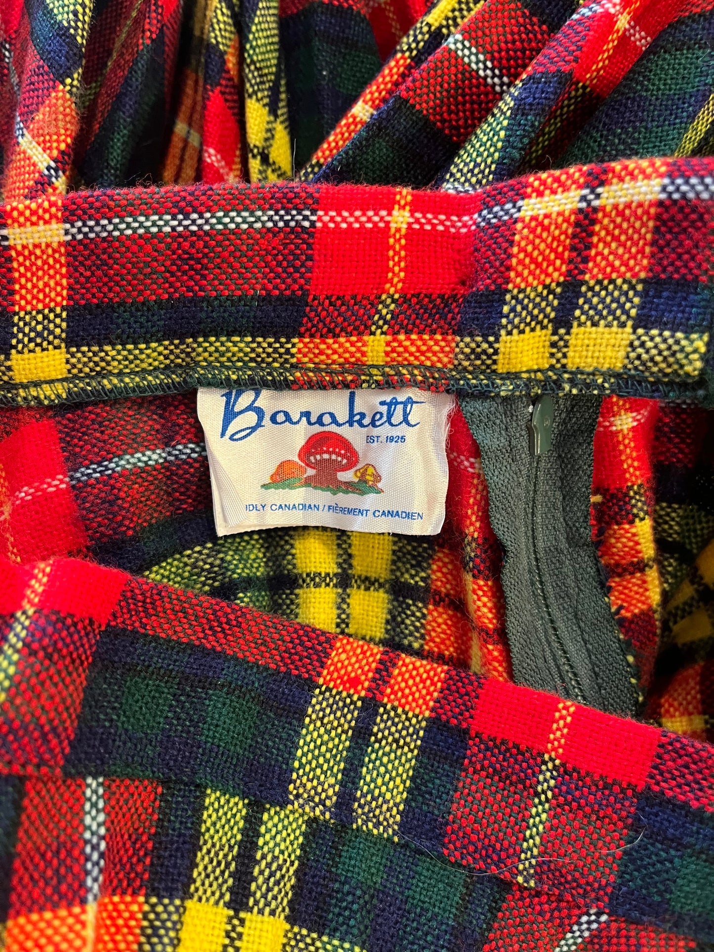 70s 'Barakett' Pleated Plaid Knit Midi Skirt / XS