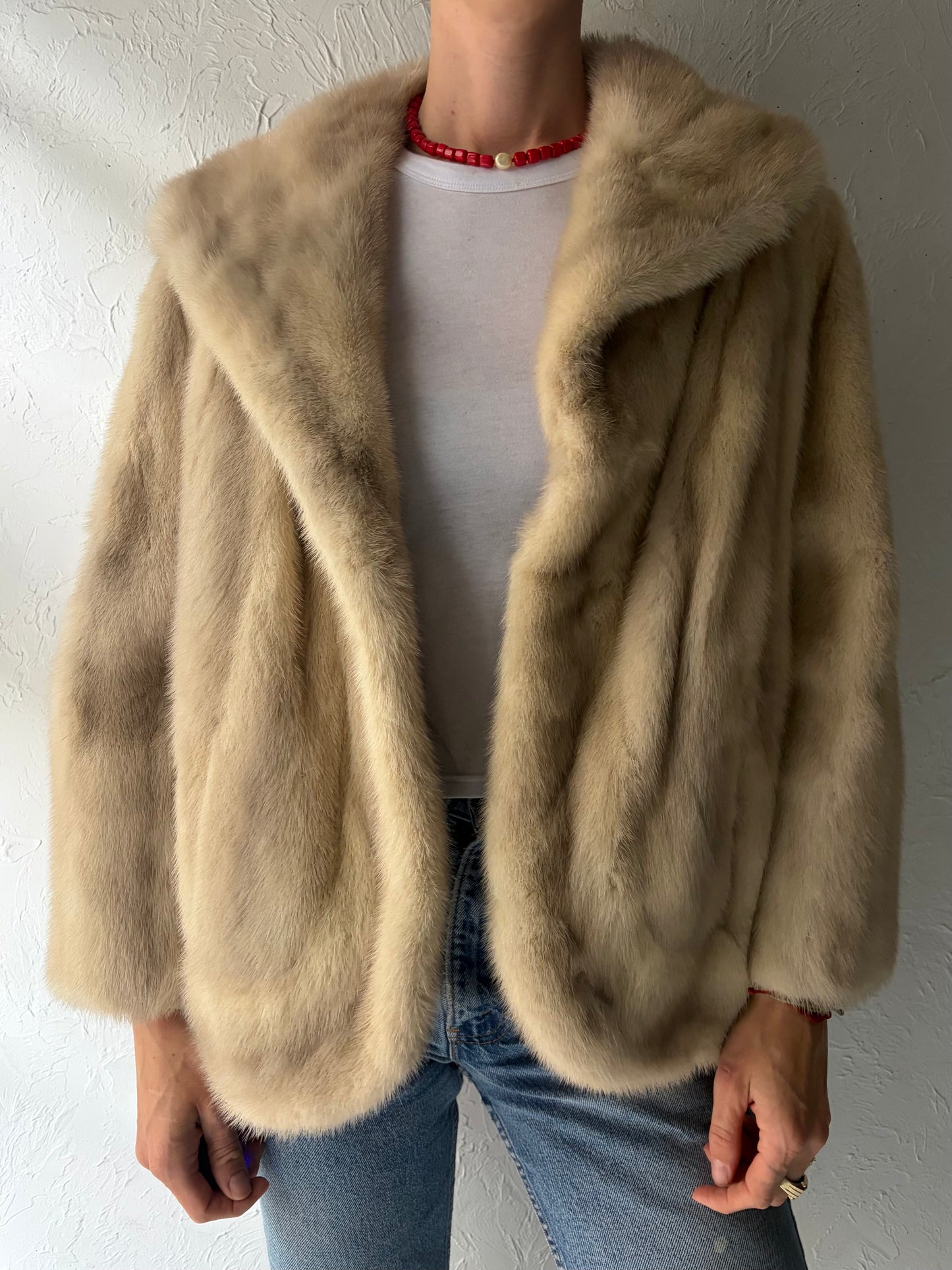 70s Cream Authentic Fur Jacket / Small
