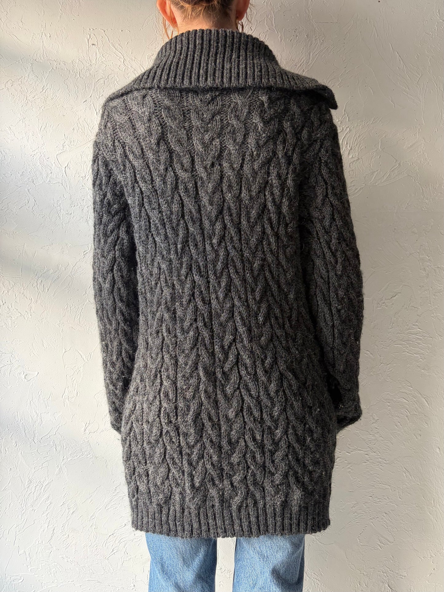 90s 'Highland Industries' Gray Wool Cardigan Sweater / Medium
