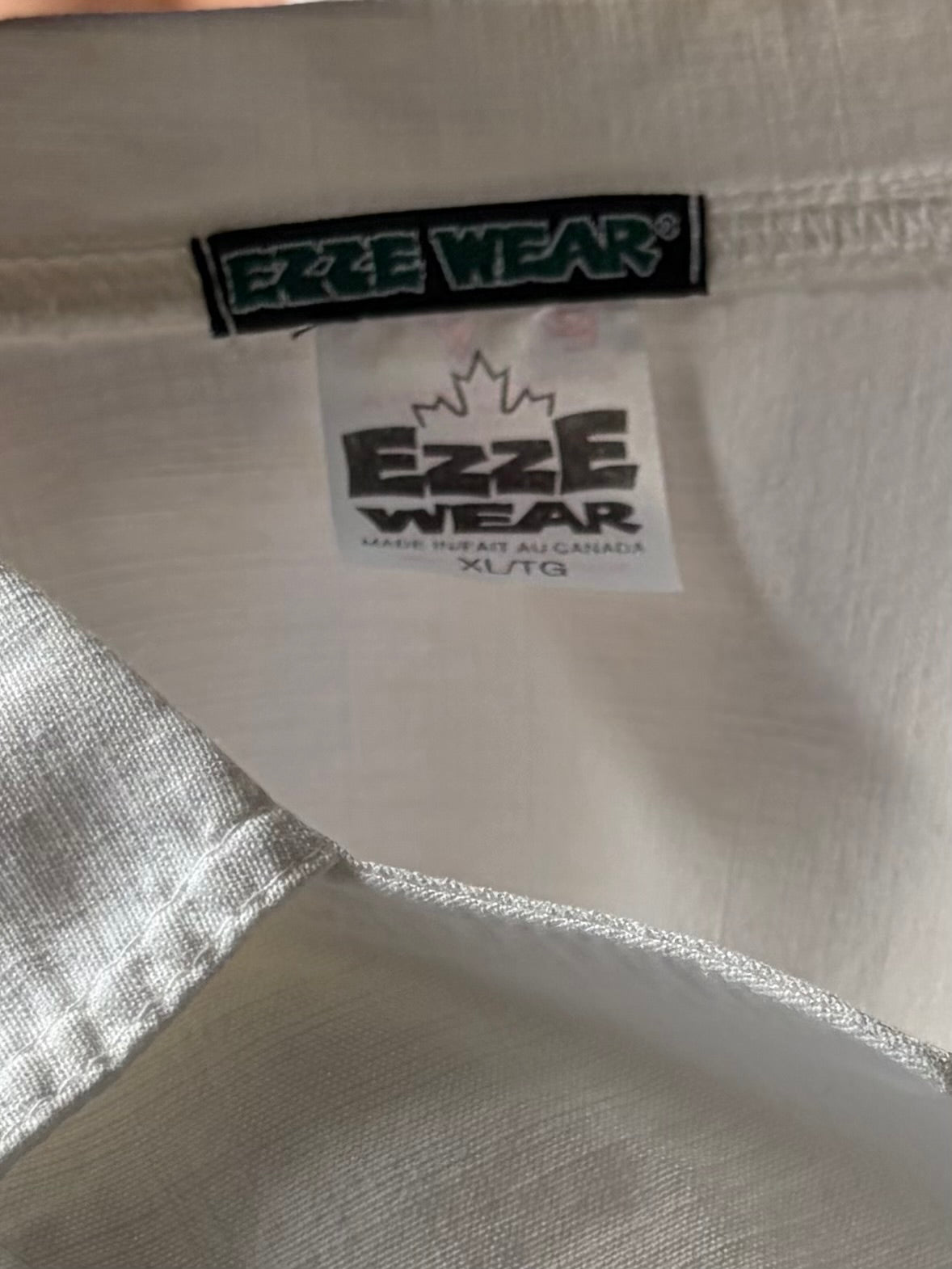 Vintage 'Ezze Wear' White Cotton Snap up Jacket / XL