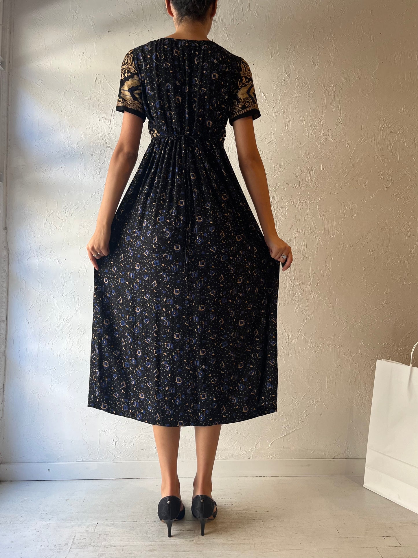 90s ‘Carol Little’ Abstract Patterned Maxi Dress / Small