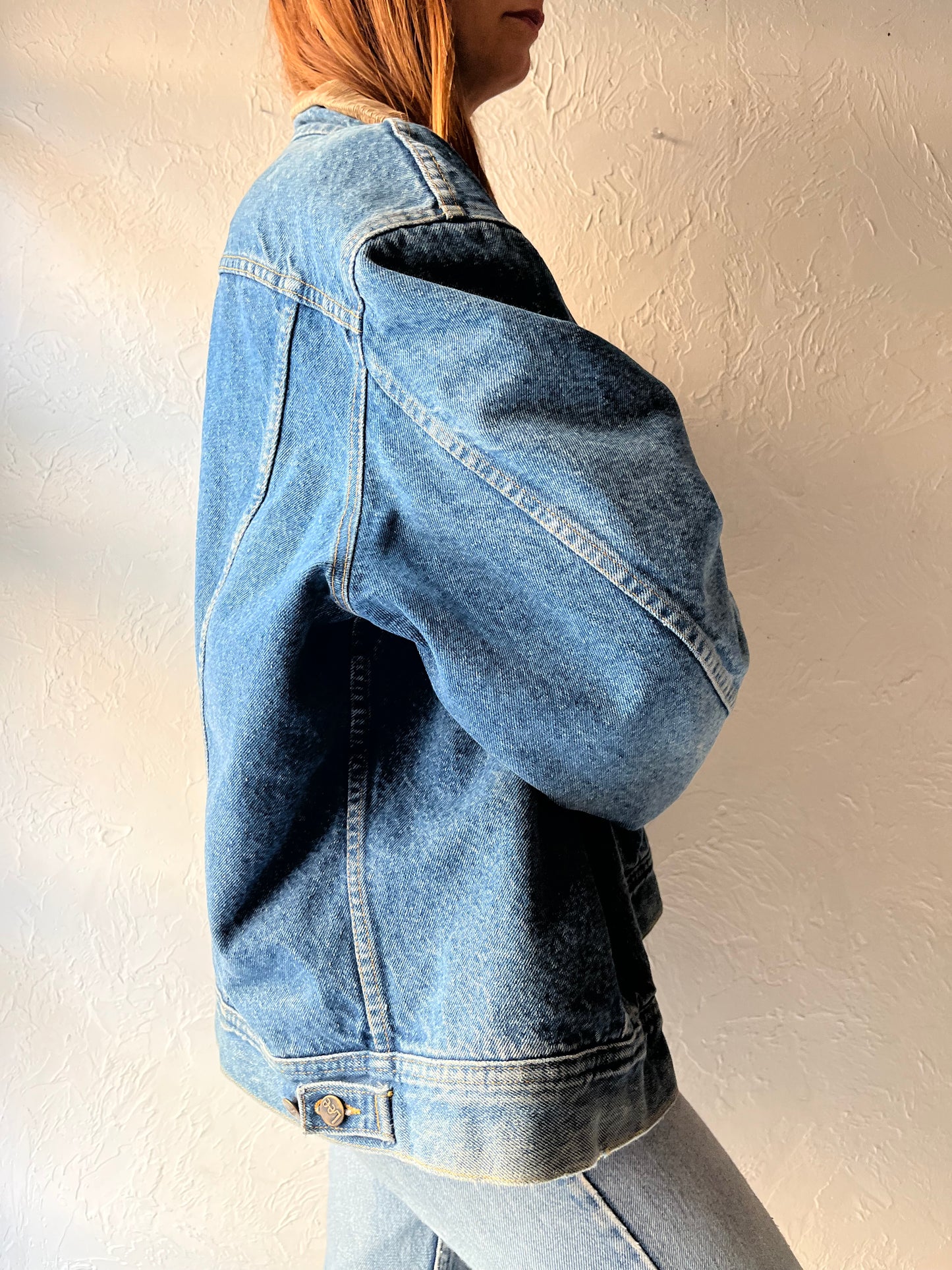 90s 'Lee Stormrider' Blanket Lined Denim Jacket / Large