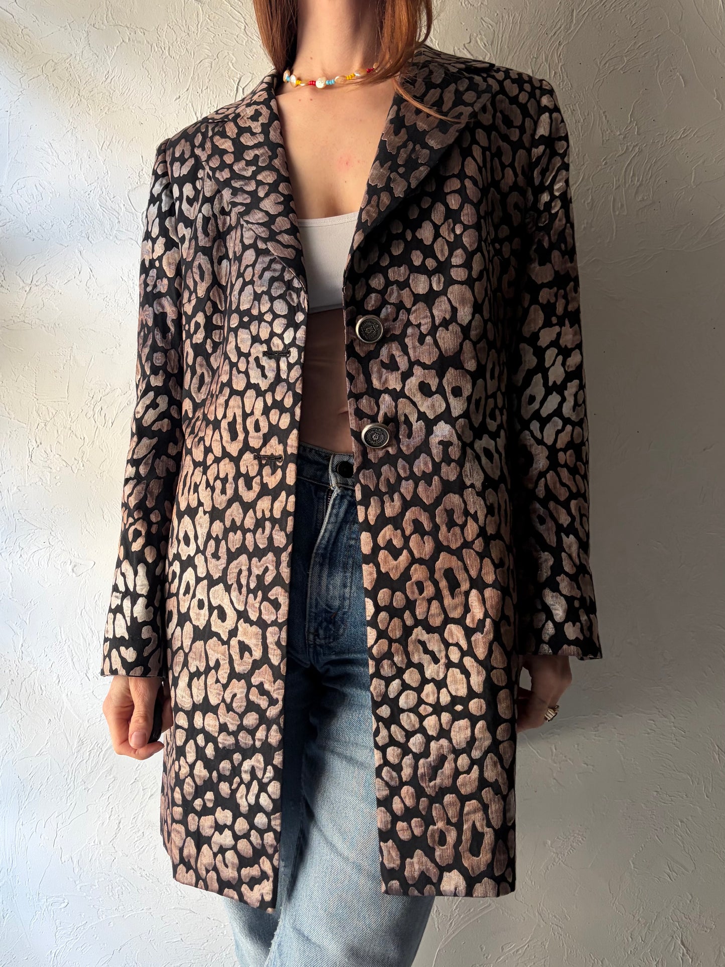 90s 'Frascara' Leopard Print Jacket / Large