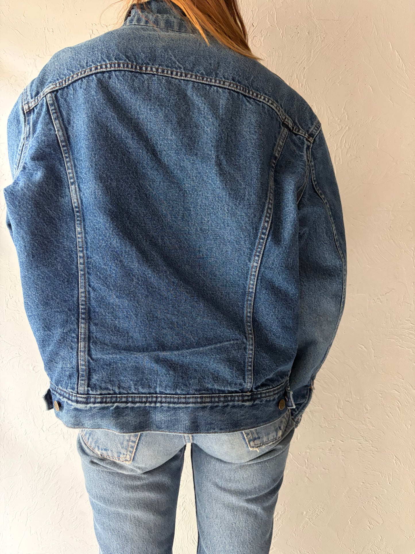 80s 'Mustang Stormrider' Blanket Lined Denim Jacket / Medium