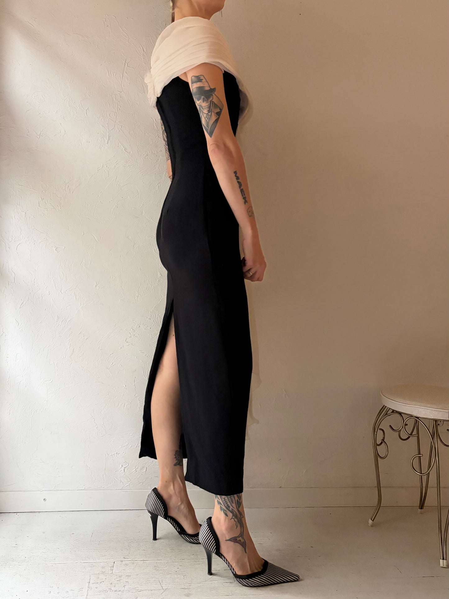 80s 'Jessica McClintock' Black Formal Dress / Small