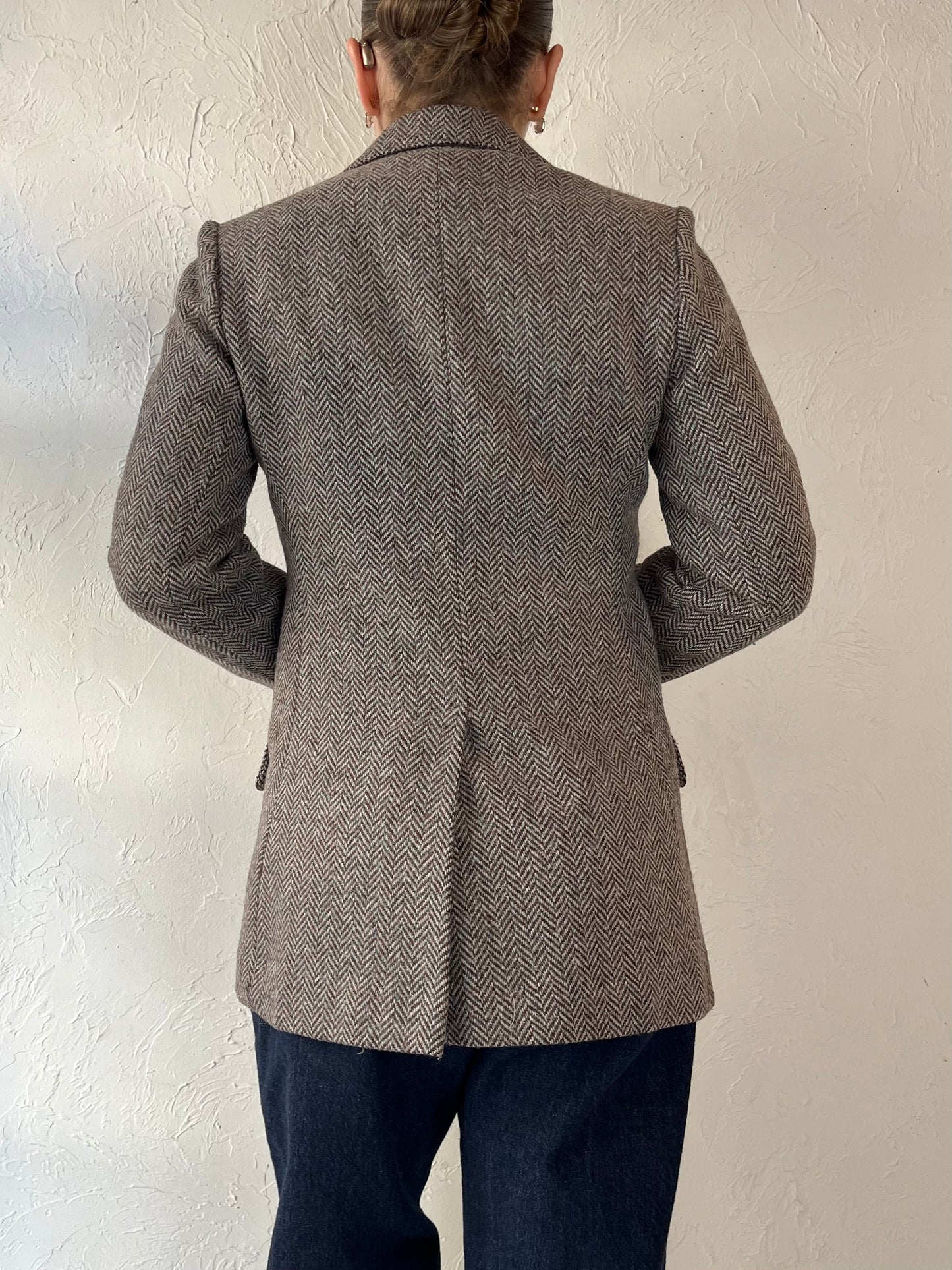 80s ‘Jacardi’ Fitted Wool Blazer / Small