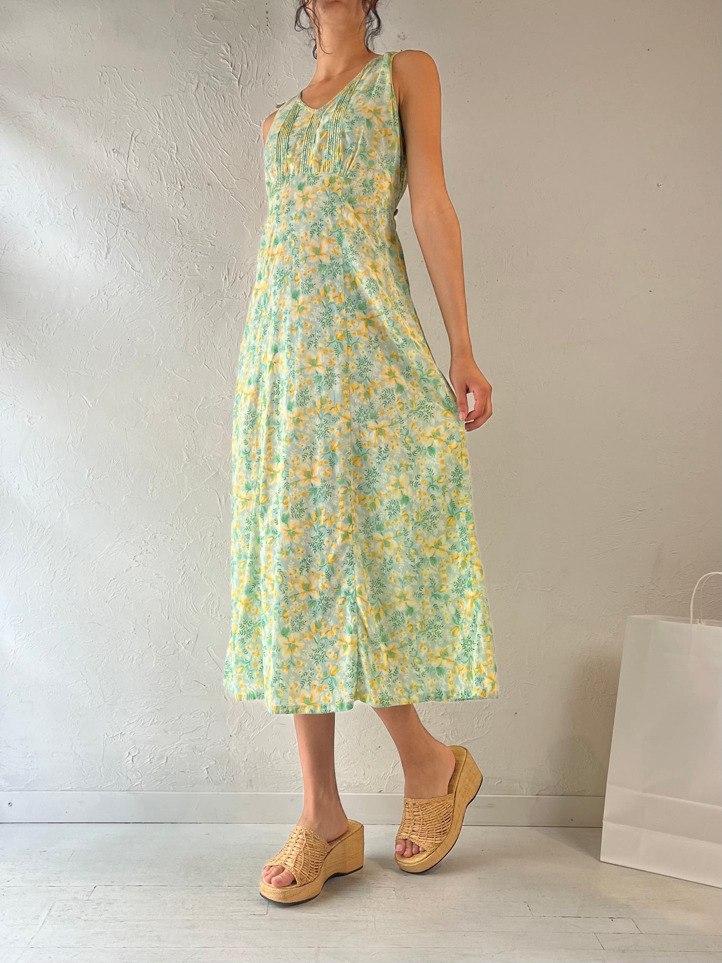 90s ‘April Cornell’ Floral Print Dress / Small