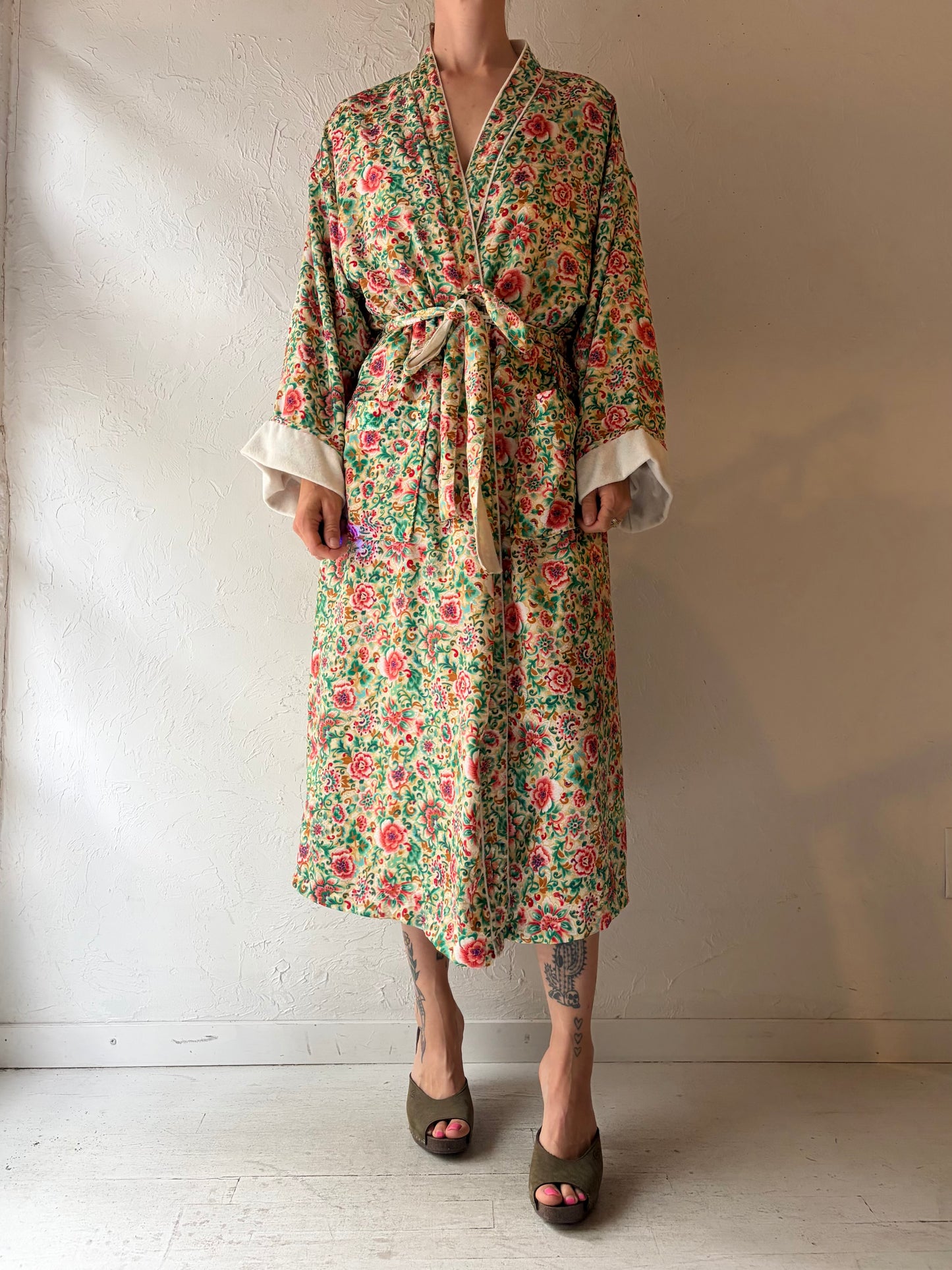 Vintage 'Victorias Secret' Gold Label Floral Robe / Medium - Large