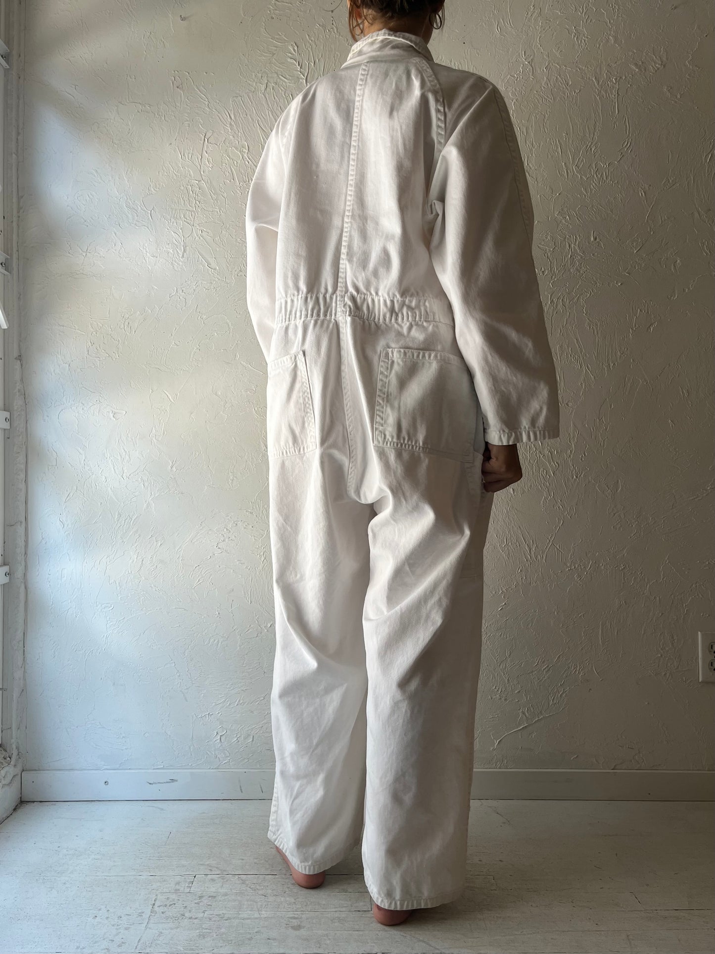 80s 'SBG' White Denim Workwear Coveralls / XLarge
