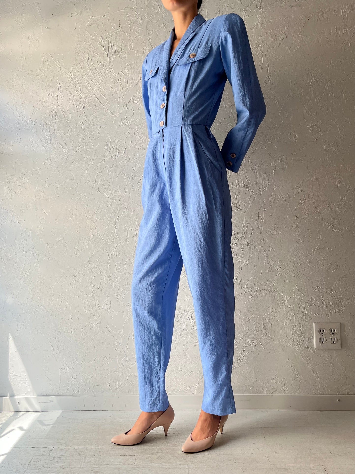 80s 'LoriAnn' Blue Jumpsuit / Small