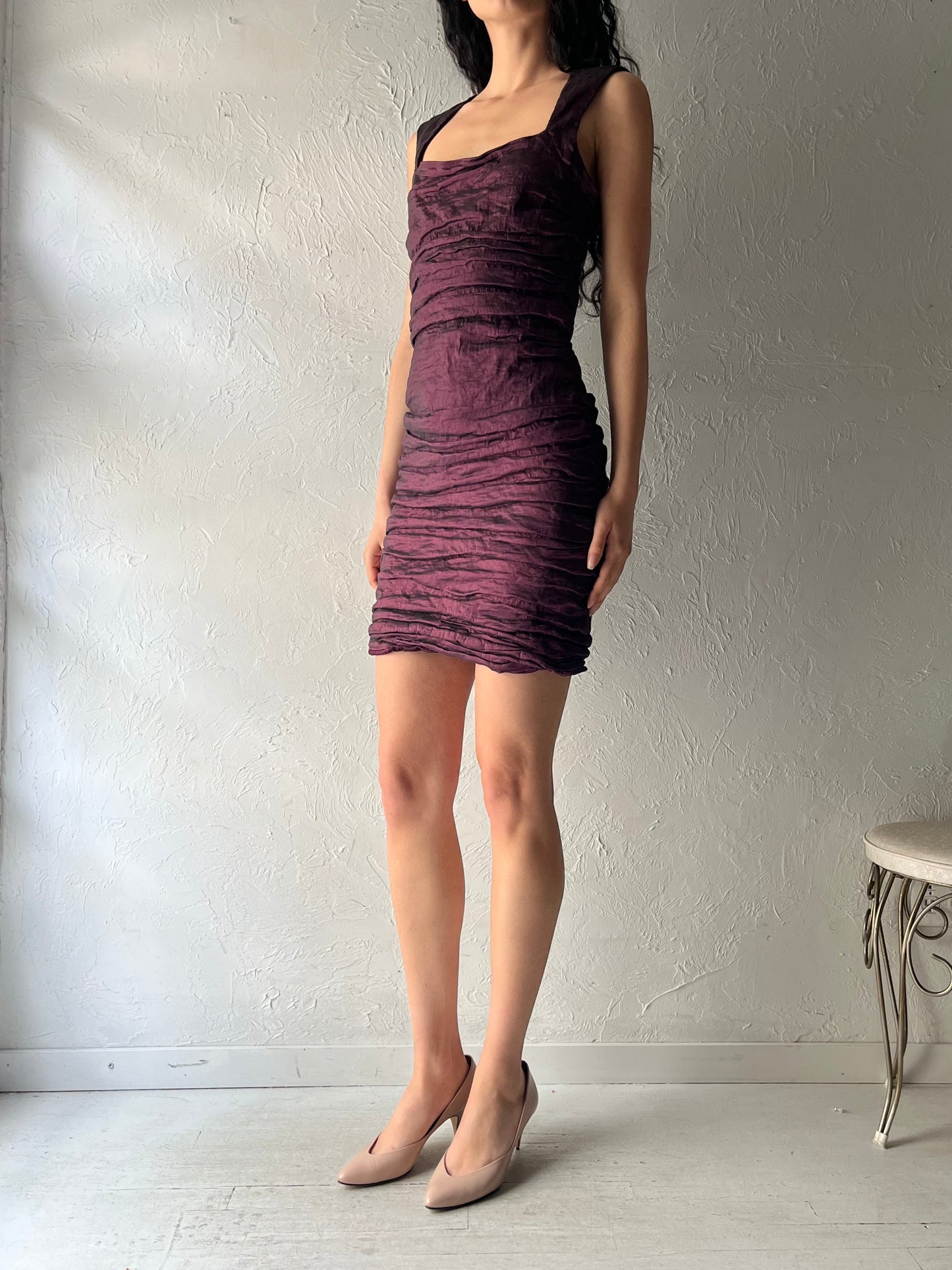 Y2k 'Le Chateau' Purple Mini Bodycon Dress / XL
